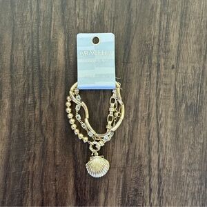 Anthropologie Gold Bracelet Set with Shell Charm